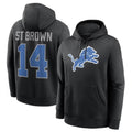 Kooe D.Lions #14 Amon-Ra St. Brown Player Black Pullover Hoodies Limited Game Stitched Jerseys