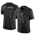 Kooe D.Lions #14 Amon-Ra St. Brown Player Black REFLECTIVE Limited Stitched Jerseys