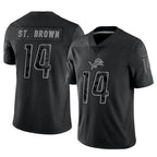 Kooe D.Lions #14 Amon-Ra St. Brown Player Black REFLECTIVE Limited Stitched Jerseys