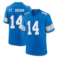 Kooe D.Lions #14 Amon-Ra St. Brown Player Blue Alternate Home Game Stitched Jerseys