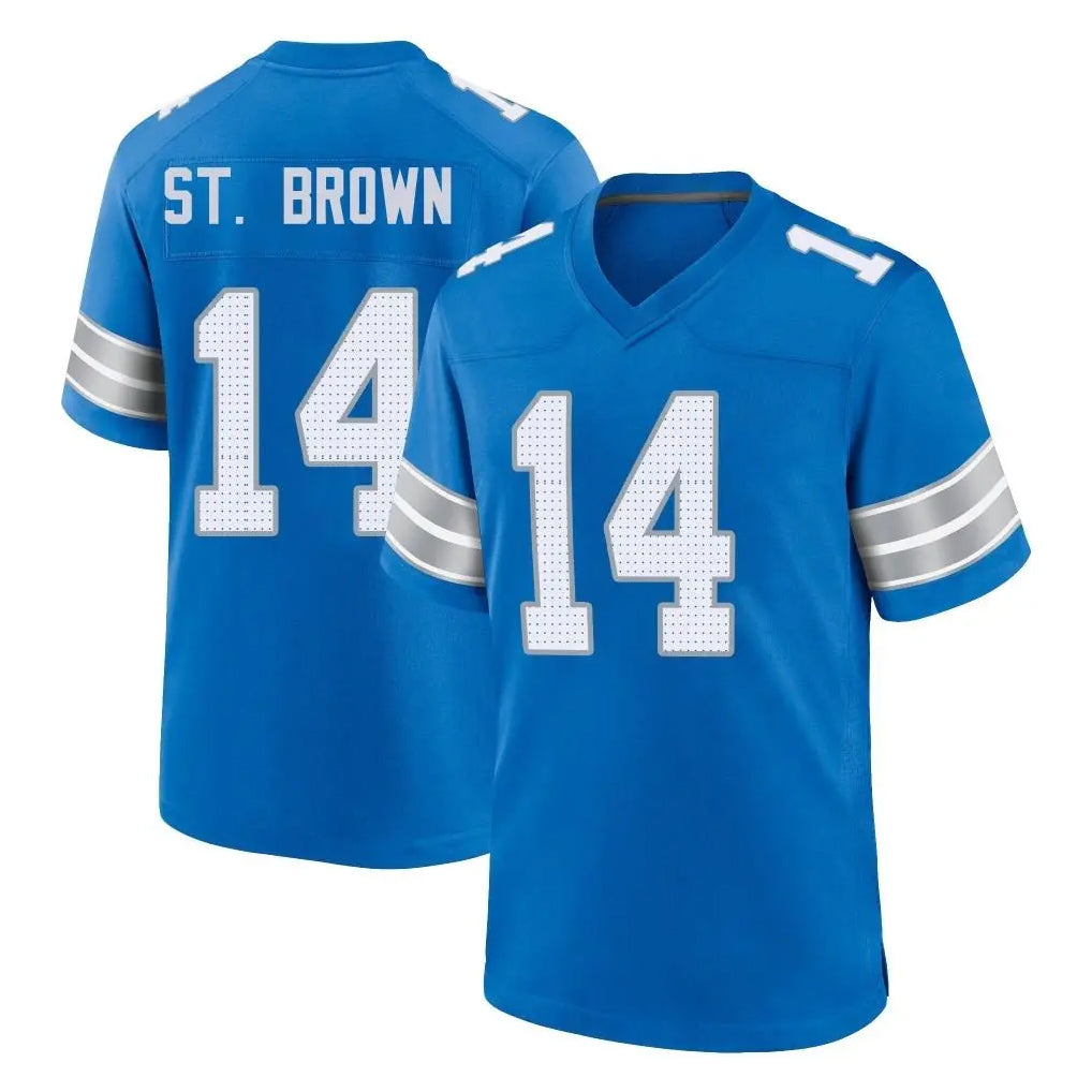 Kooe D.Lions #14 Amon-Ra St. Brown Player Blue Alternate Home Game Stitched Jerseys
