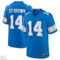 Kooe D.Lions #14 Amon-Ra St. Brown Player Blue Game Stitched Jerseys
