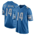 Kooe D.Lions #14 Amon-Ra St. Brown Player Blue Home Game Stitched Jerseys