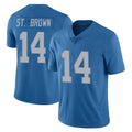 Kooe D.Lions #14 Amon-Ra St. Brown Player Blue Limited Throwback Vapor Untouchable Stitched Jerseys