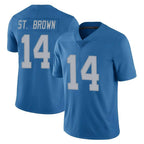 Kooe D.Lions #14 Amon-Ra St. Brown Player Blue Limited Throwback Vapor Untouchable Stitched Jerseys