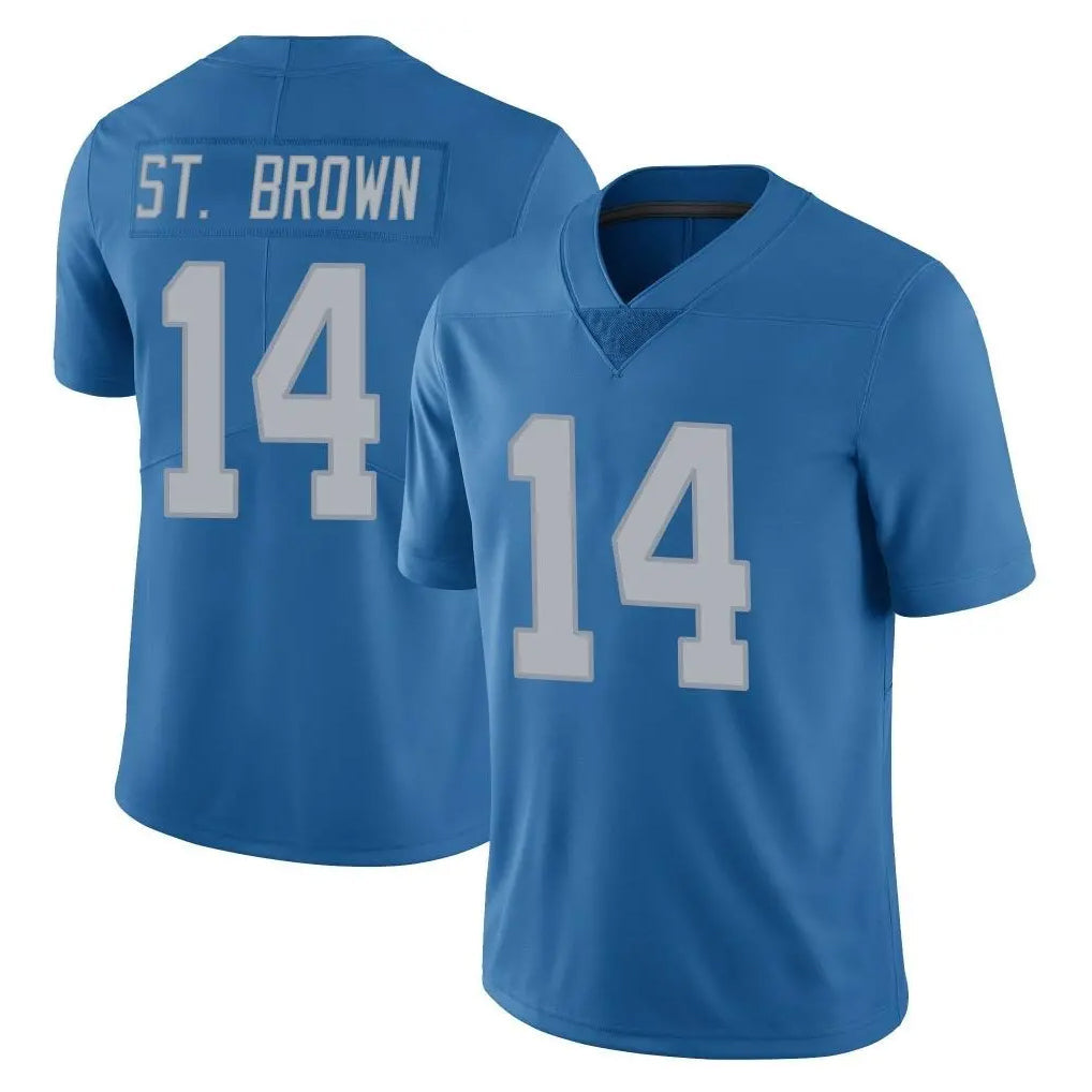 Kooe D.Lions #14 Amon-Ra St. Brown Player Blue Limited Throwback Vapor Untouchable Stitched Jerseys