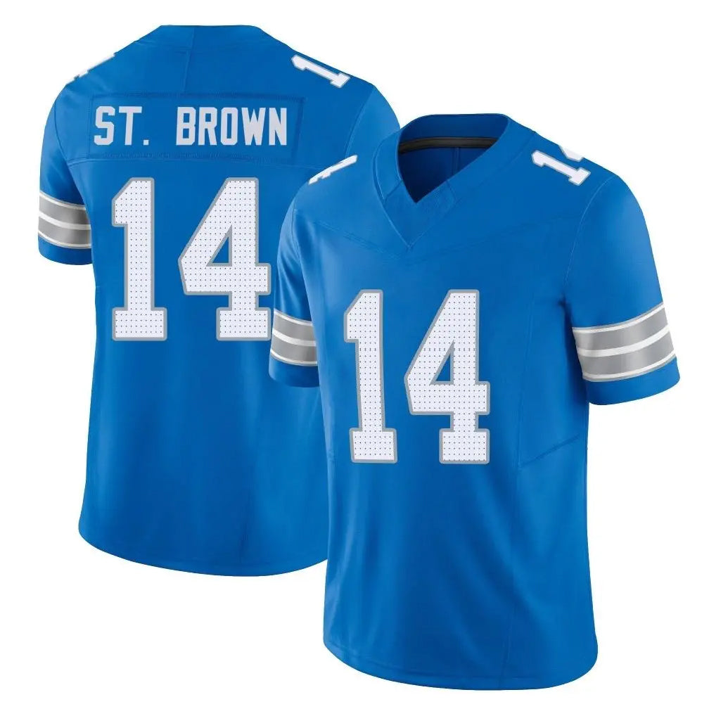 Kooe D.Lions #14 Amon-Ra St. Brown Player Blue Limited Vapor F.U.S.E. Alternate Home Game Stitched Jerseys
