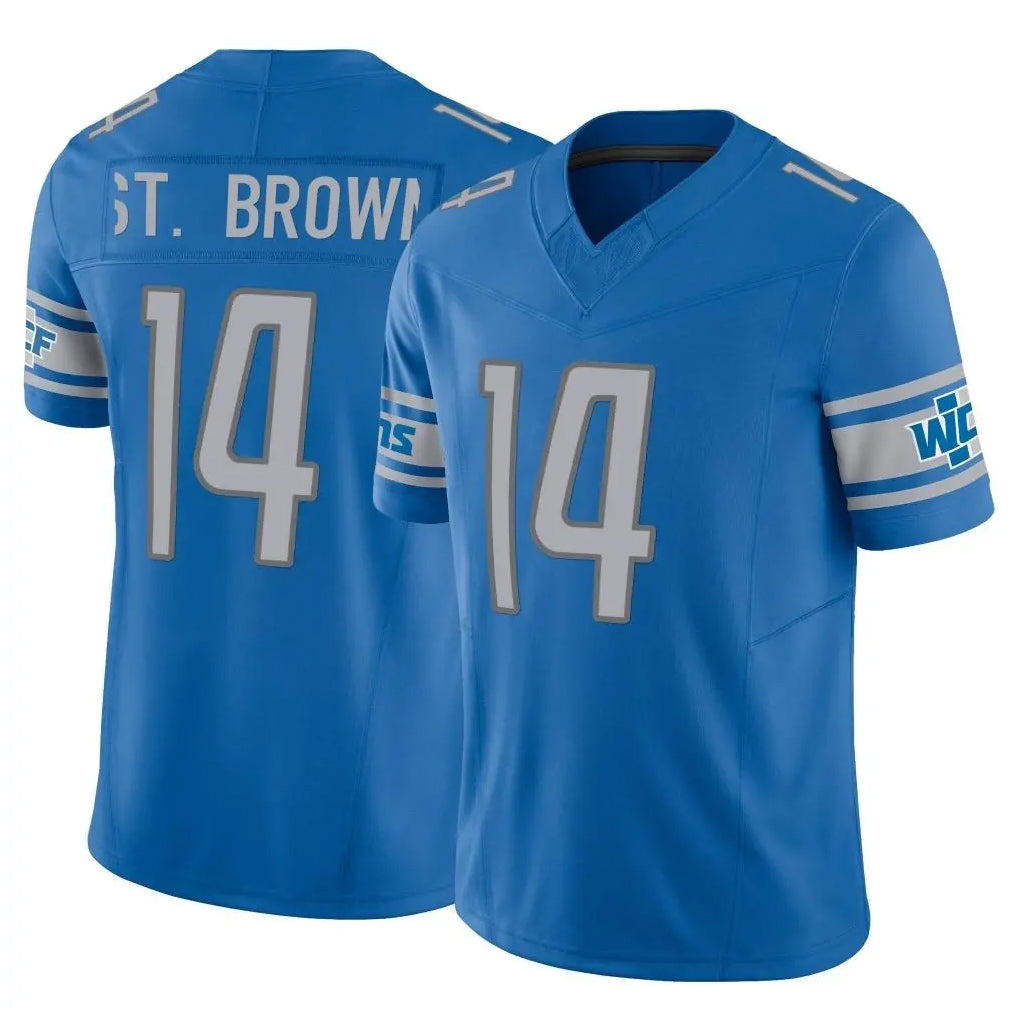 Kooe D.Lions #14 Amon-Ra St. Brown Player Blue Vapor F.U.S.E. Limited Home Game Stitched Jerseys