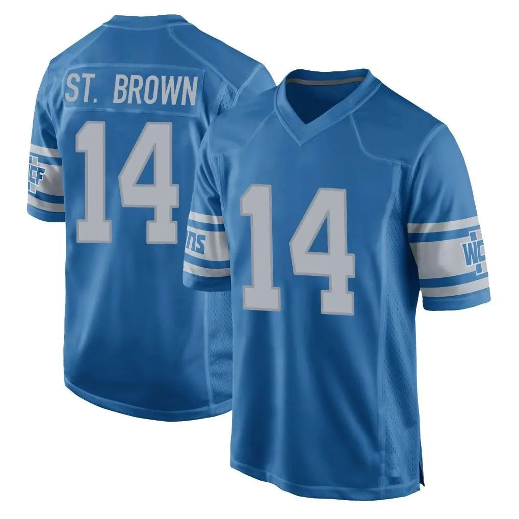 Kooe D.Lions #14 Amon-Ra St. Brown Player Blue Vapor Untouchable Throwback Game Stitched Jerseys