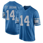 Kooe D.Lions #14 Amon-Ra St. Brown Player Blue Vapor Untouchable Throwback Game Stitched Jerseys
