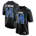 Kooe D.Lions #14 Amon-Ra St. Brown Player Carbon Black Fashion Stitched Jerseys