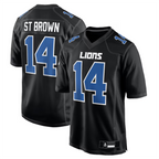 Kooe D.Lions #14 Amon-Ra St. Brown Player Carbon Black Fashion Stitched Jerseys