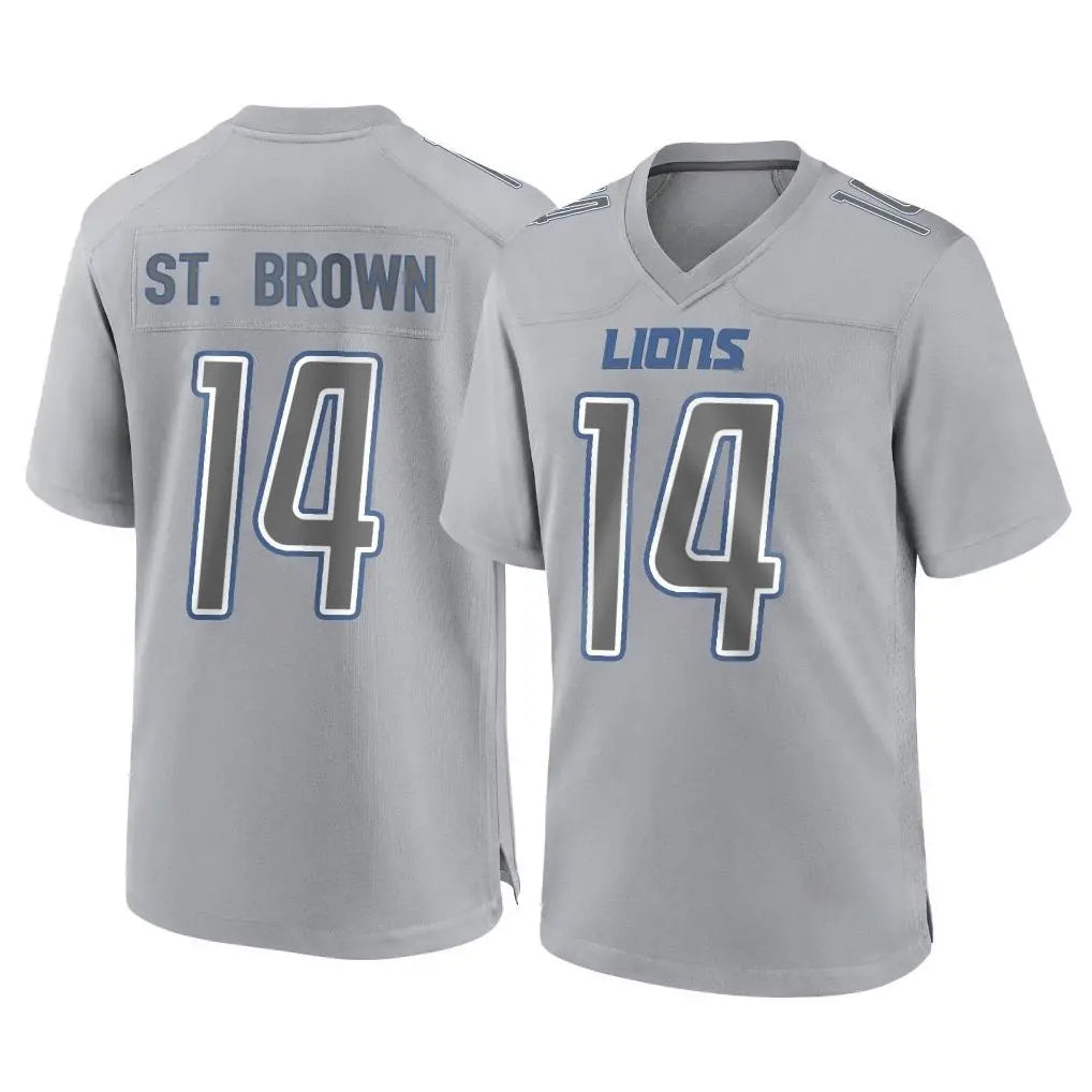 Kooe D.Lions #14 Amon-Ra St. Brown Player Gray Atmosphere Fashion Home Game Stitched Jerseys