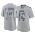 Kooe D.Lions #14 Amon-Ra St. Brown Player Gray Atmosphere Fashion Home Game Stitched Jerseys