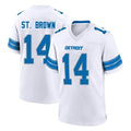 Kooe D.Lions #14 Amon-Ra St. Brown Player White Alternate Home Game Stitched Jerseys