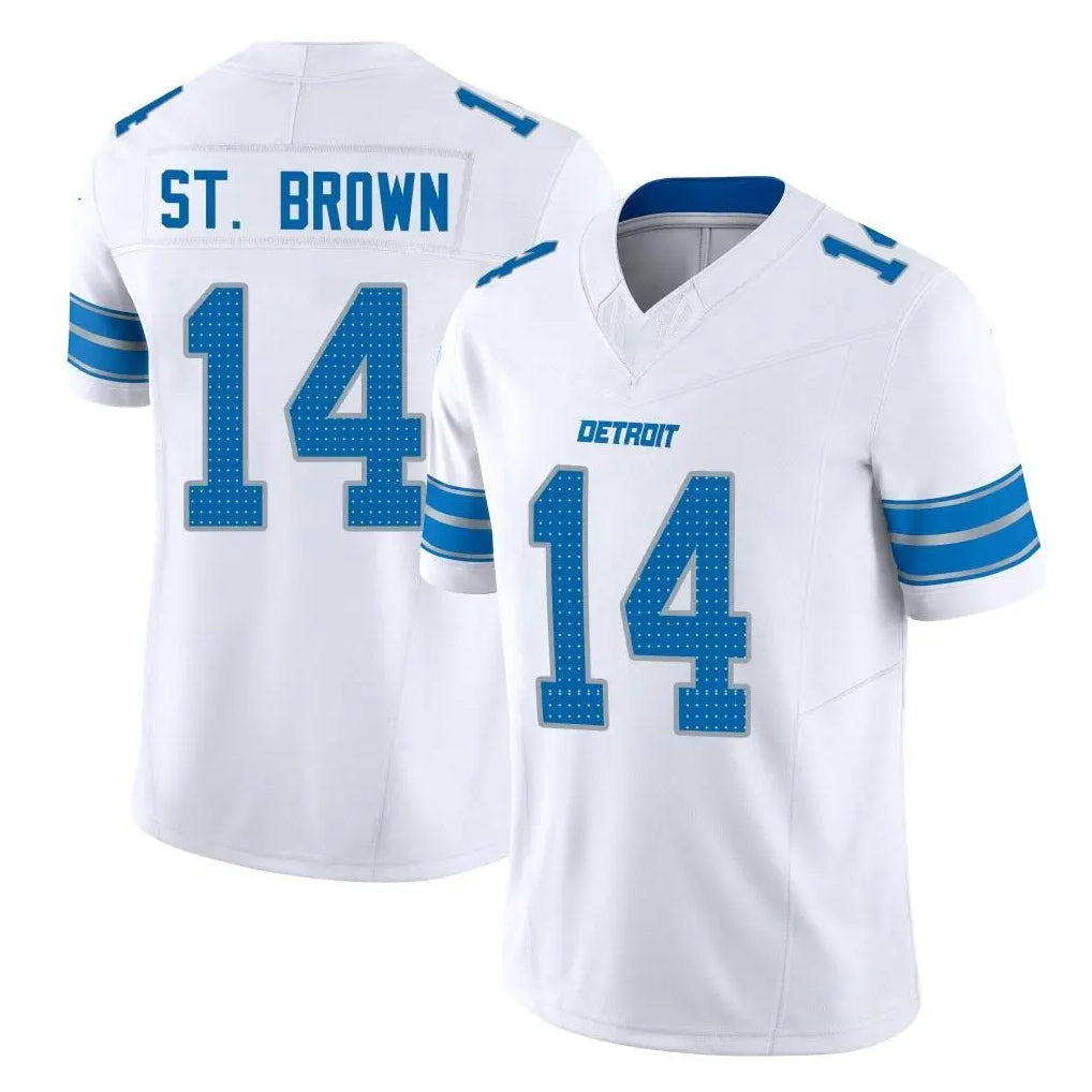 Kooe D.Lions #14 Amon-Ra St. Brown Player White Limited Vapor F.U.S.E. Alternate Home Game Stitched Jerseys