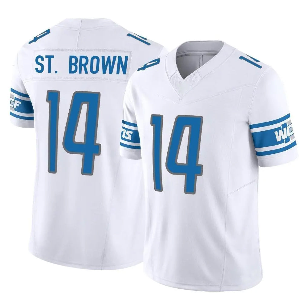 Kooe D.Lions #14 Amon-Ra St. Brown Player White Vapor F.U.S.E. Limited Home Game Stitched Jerseys