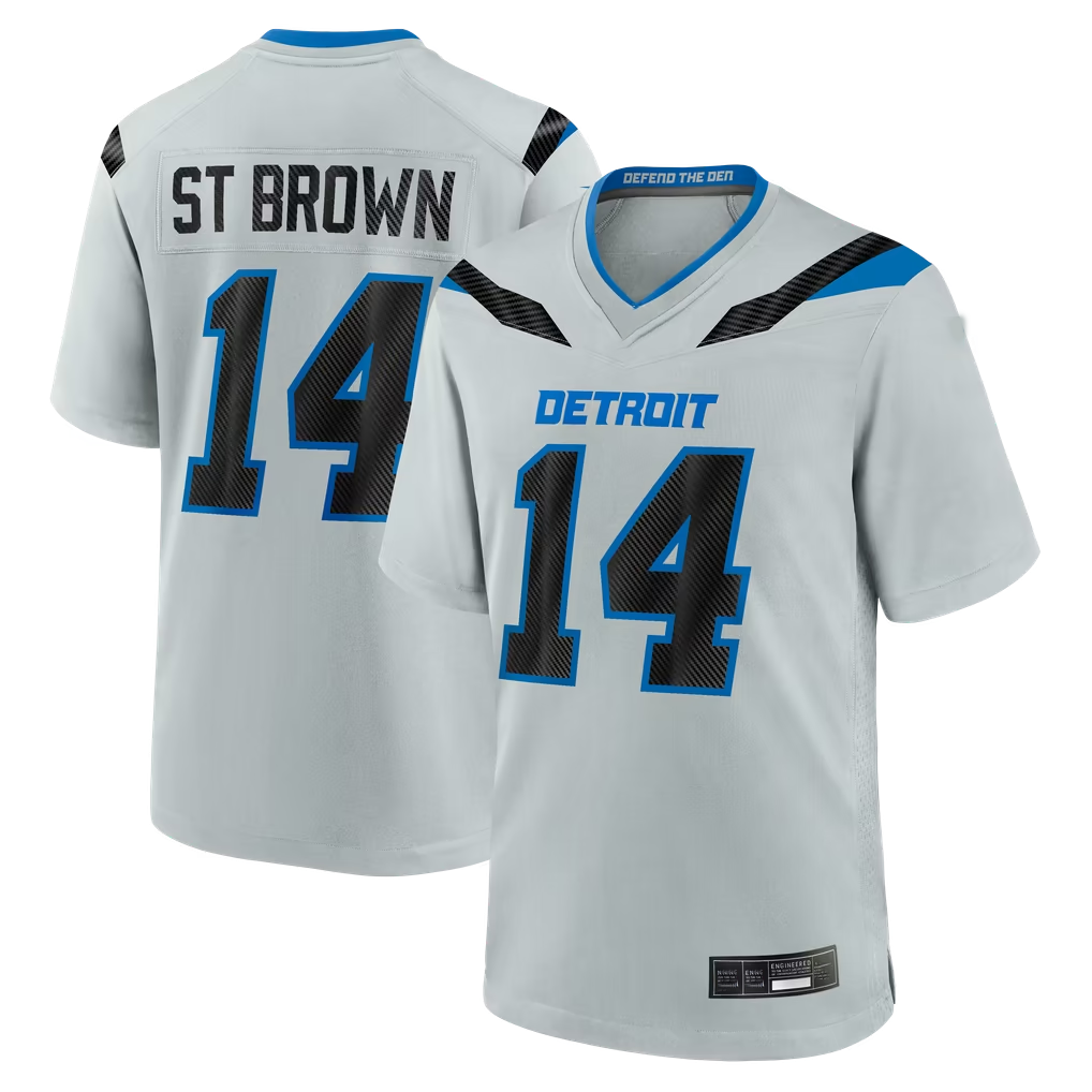 Kooe D.Lions #14 Amon-Ra St. Brown Silver 2026 Rivalries Collection Game Stitched Jerseys