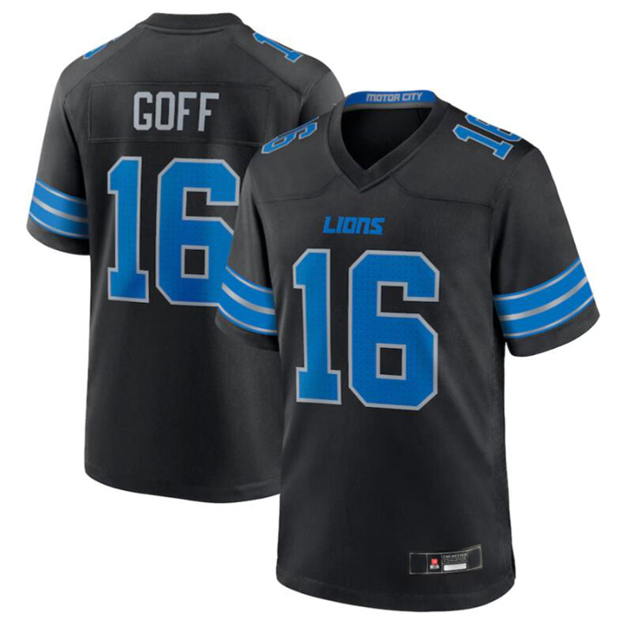 Kooe D.Lions #16 Jared Goff Black 2nd Alternate Game Jersey American Stitched Jerseys