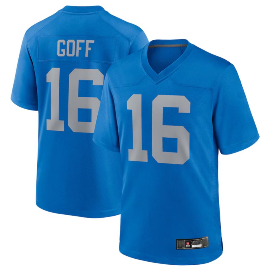 Kooe D.Lions #16 Jared Goff Blue Alternate Game Jersey Blue Player Stitched Jerseys
