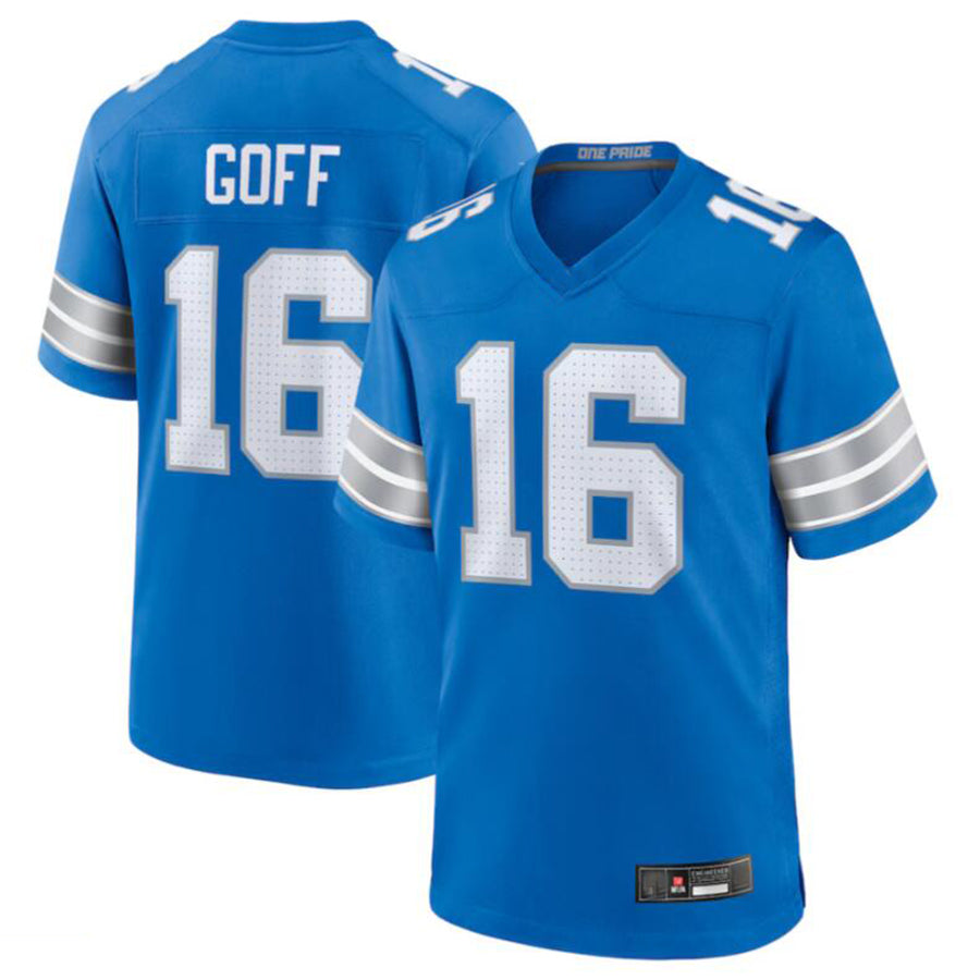 Kooe D.Lions #16 Jared Goff Blue Game Jersey American Stitched Jerseys