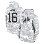 Kooe D.Lions #16 Jared Goff Player Arctic Camo Salute to Service Hoodies Limited Game Stitched Jerseys