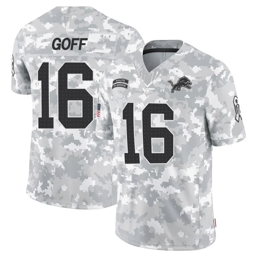 Kooe D.Lions #16 Jared Goff Player Arctic Camo Salute to Service Limited Stitched Jerseys
