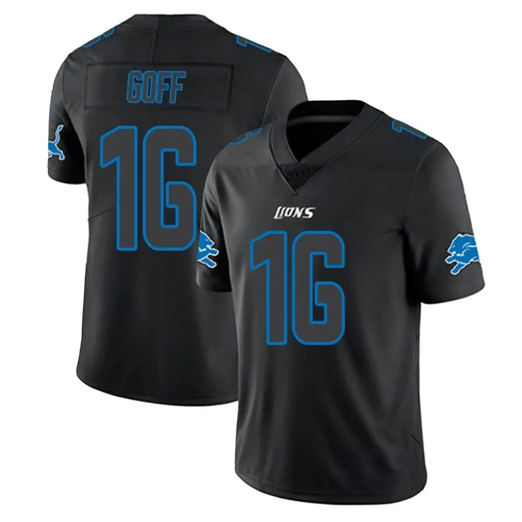 Kooe D.Lions #16 Jared Goff Player Black Impact Limited Home Game Stitched Jerseys
