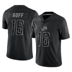 Kooe D.Lions #16 Jared Goff Player Black REFLECTIVE Limited Stitched Jerseys