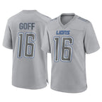 Kooe D.Lions #16 Jared Goff Player Gray Atmosphere Fashion Home Game Stitched Jerseys