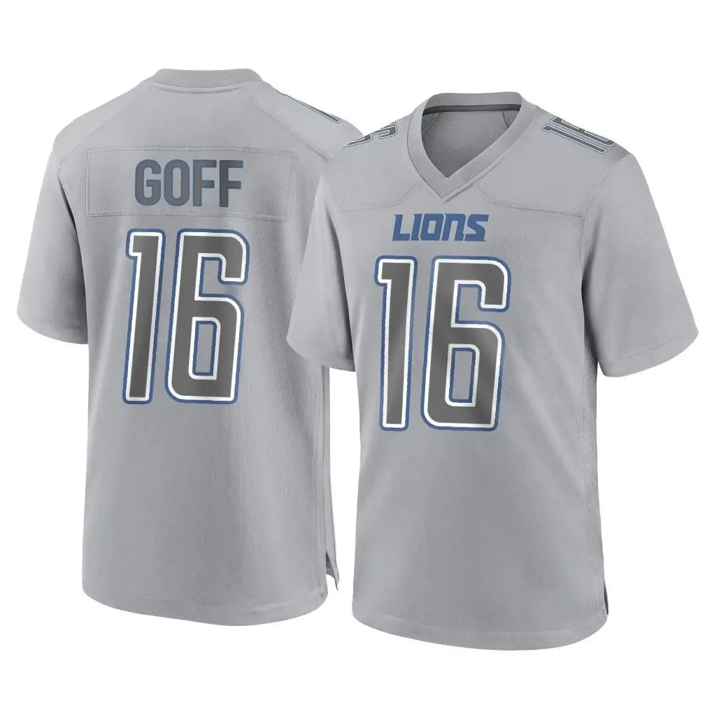 Kooe D.Lions #16 Jared Goff Player Gray Atmosphere Fashion Home Game Stitched Jerseys