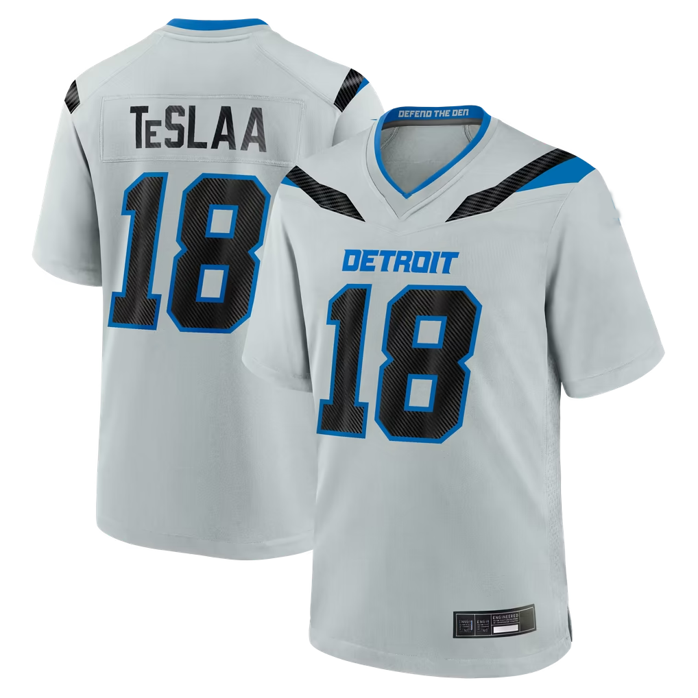 Kooe D.Lions #18 Isaac TeSlaa Detroit Silver 2026 Rivalries Collection Game Stitched Jerseys