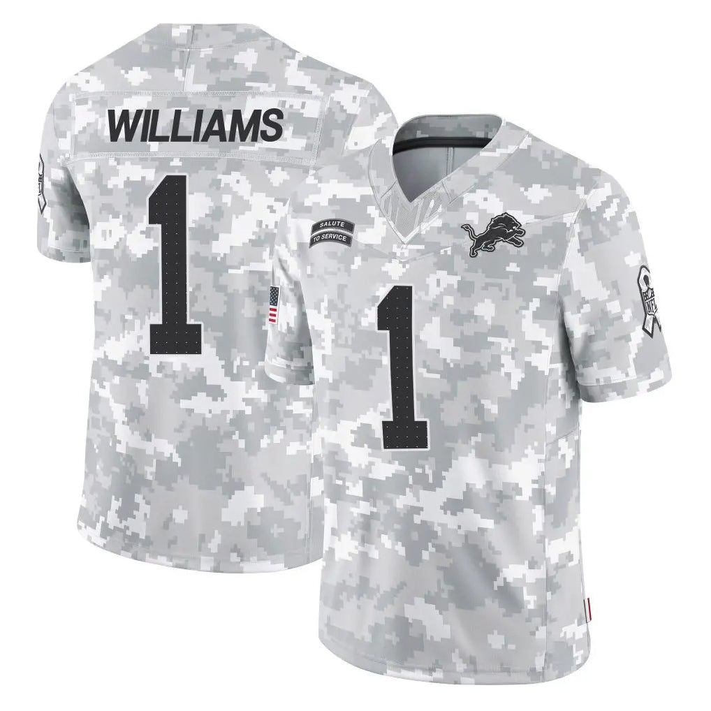 Kooe D.Lions #1 Jameson Williams Player Arctic Camo Salute To Service Limited Stitched Jerseys