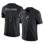 Kooe D.Lions #1 Jameson Williams Player Black Reflective Limited Home Game Stitched Jerseys