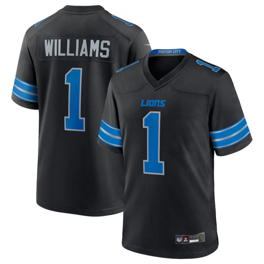 Kooe D.Lions #1 Jameson Williams Player Black Replica Game Stitched Jerseys