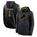 Kooe D.Lions #1 Jameson Williams Player Black Salute to Service Hoodies Limited Game Stitched Jerseys