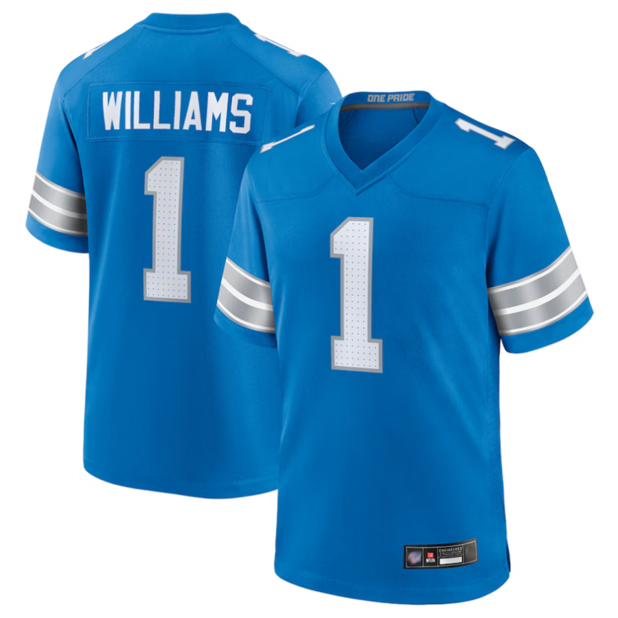 Kooe D.Lions #1 Jameson Williams Player Blue Replica Game Stitched Jerseys