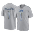 Kooe D.Lions #1 Jameson Williams Player Gray Atmosphere Fashion Home Game Stitched Jerseys