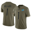 Kooe D.Lions #1 Jameson Williams Player Olive Salute To Service Limited Stitched Jerseys