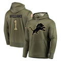 Kooe D.Lions #1 Jameson Williams Player Olive Salute to Service Pullover Hoodies Home Game Stitched Jerseys