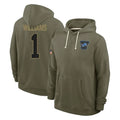Kooe D.Lions #1 Jameson Williams Player Olive Salute to Service Pullover Hoodies Limited Stitched Jerseys