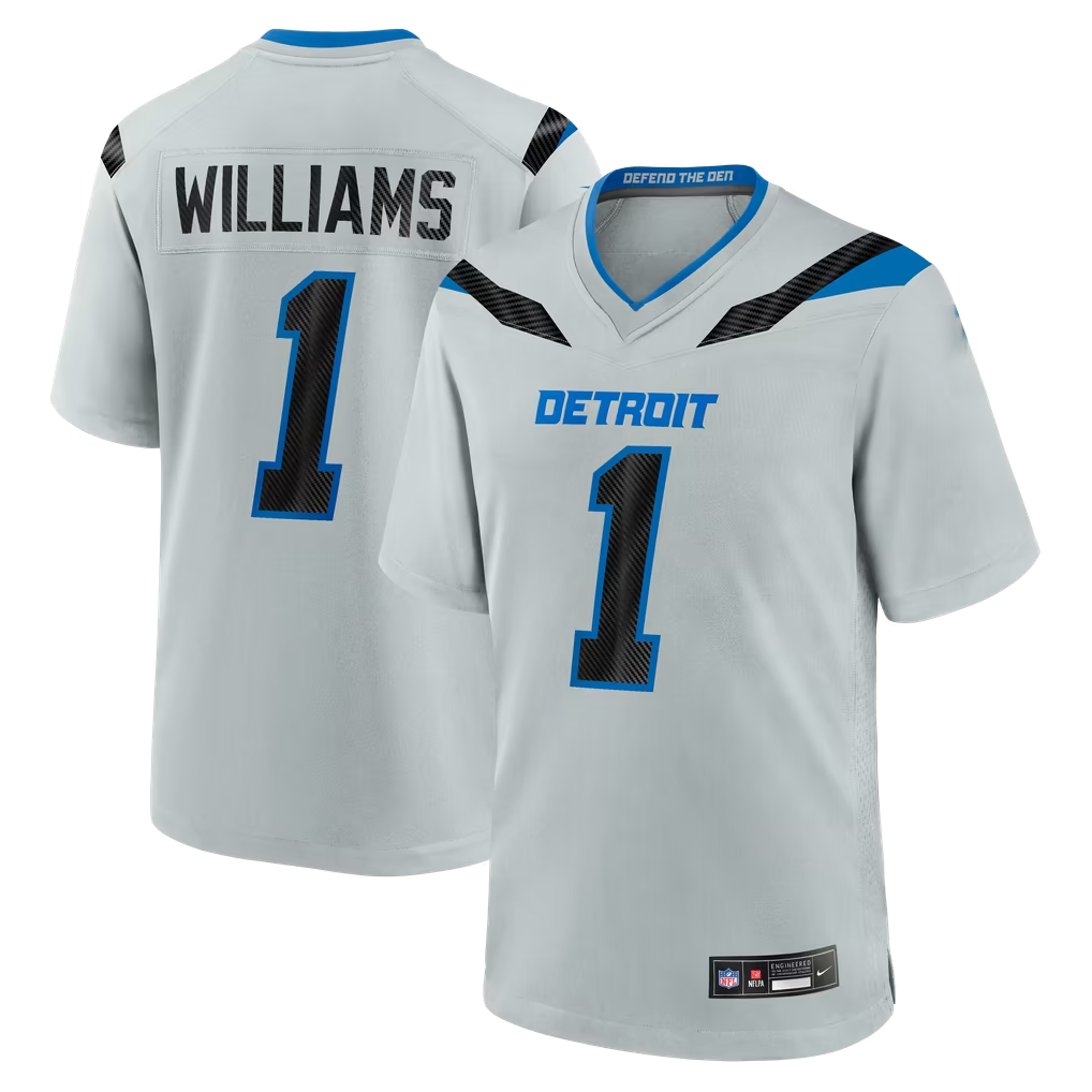 Kooe D.Lions #1 Jameson Williams Silver 2026 Rivalries Collection Game Stitched Jerseys
