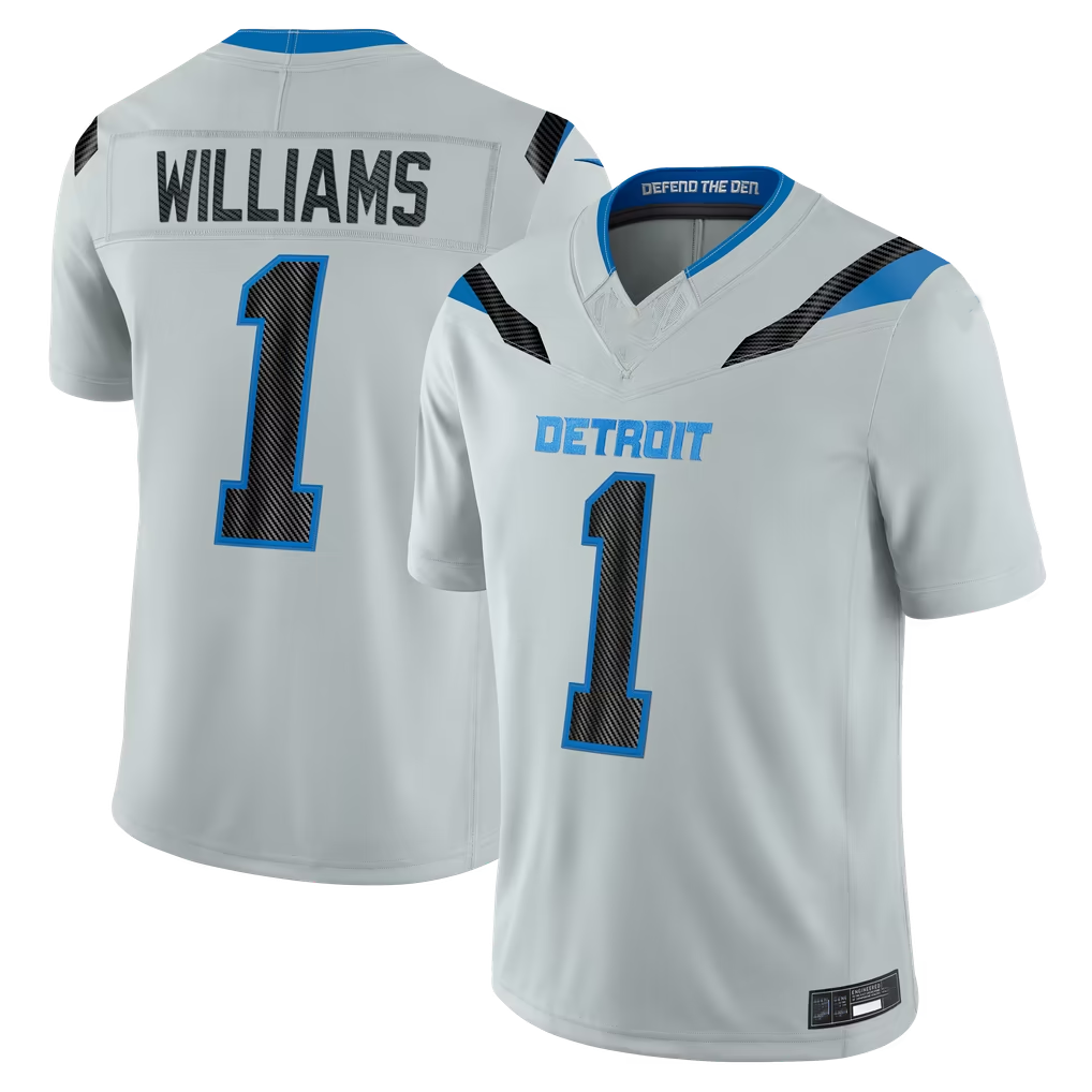Kooe D.Lions #1 Jameson Williams Silver 2026 Rivalries Collection Limited Stitched Jerseys