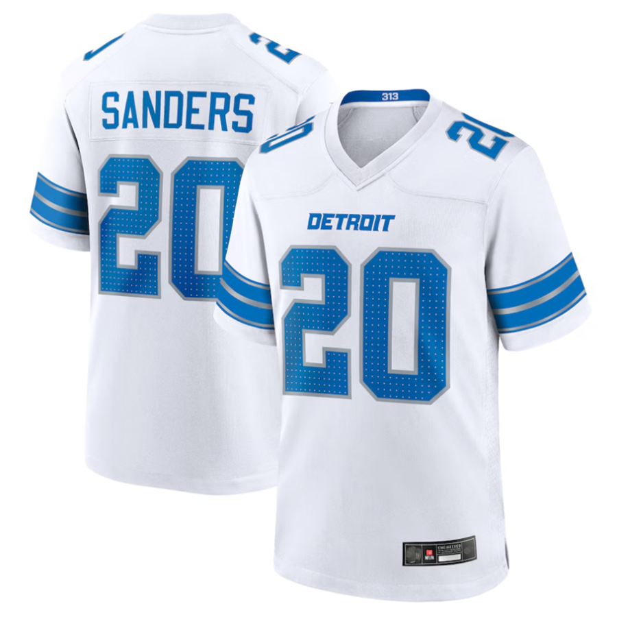 Kooe D.Lions #20 Barry Sanders Player White Game Stitched Jerseys