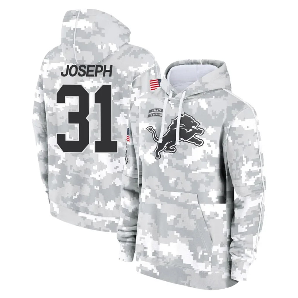 Kooe D.Lions #31 Kerby Joseph Player Arctic Camo Salute to Service Hoodies Limited Game Stitched Jerseys
