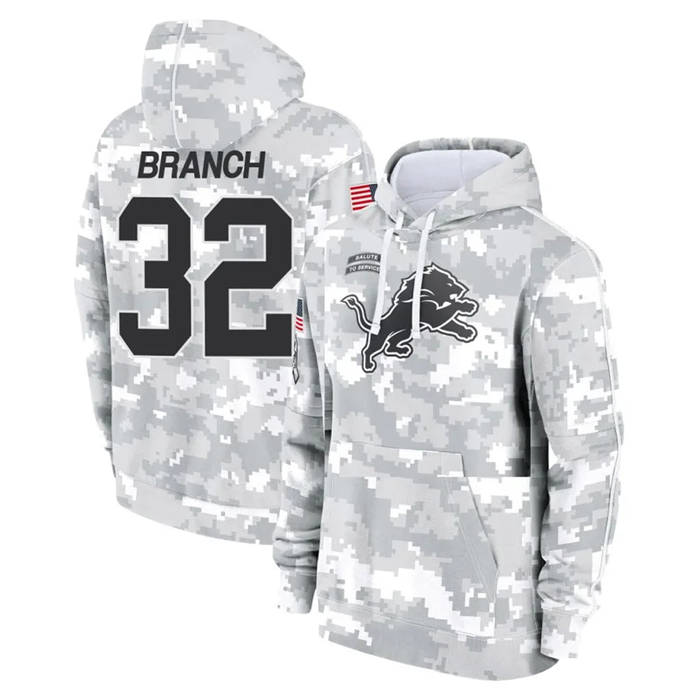 Kooe D.Lions #32 Brian Branch Player Arctic Camo Salute to Service Hoodies Limited Game Stitched Jerseys