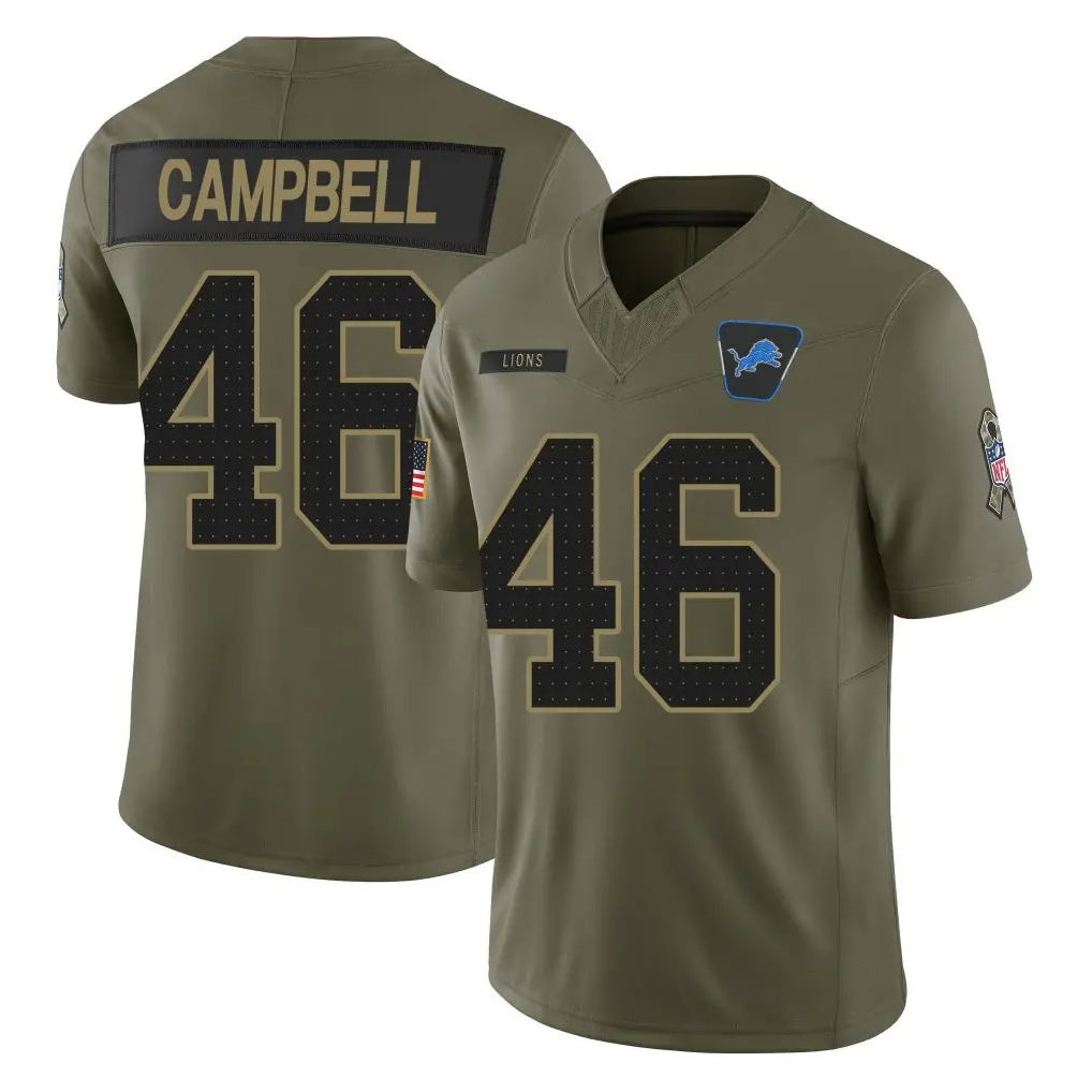 Kooe D.Lions #46 Jack Campbell Player Olive 2025 Salute To Service Limited Home Game Stitched Jerseys