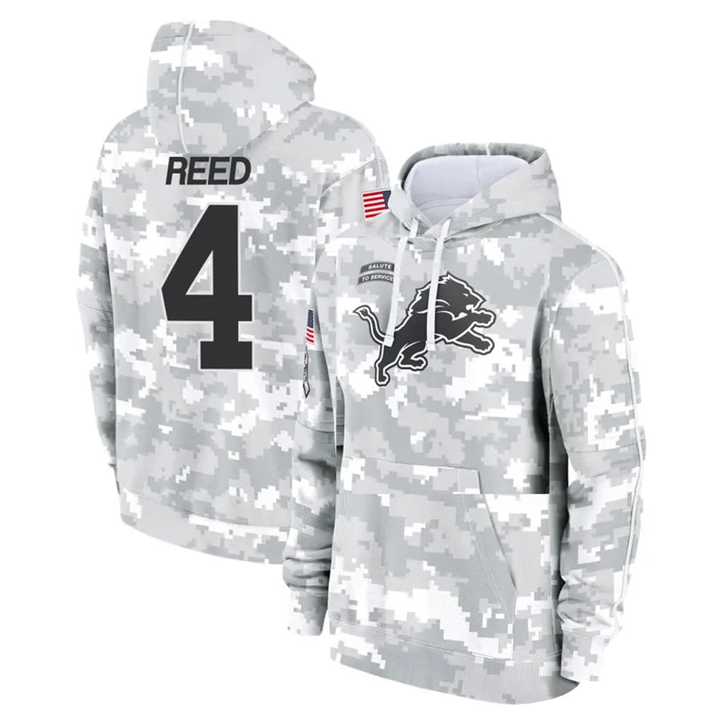 Kooe D.Lions #4 D.J. Reed Player Arctic Camo Salute to Service Hoodies Limited Game Stitched Jerseys