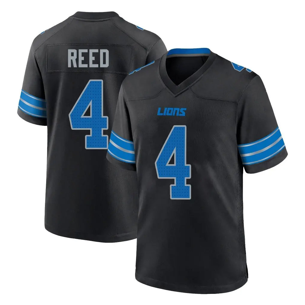Kooe D.Lions #4 D.J. Reed Player Black Alternate Home Game Stitched Jerseys