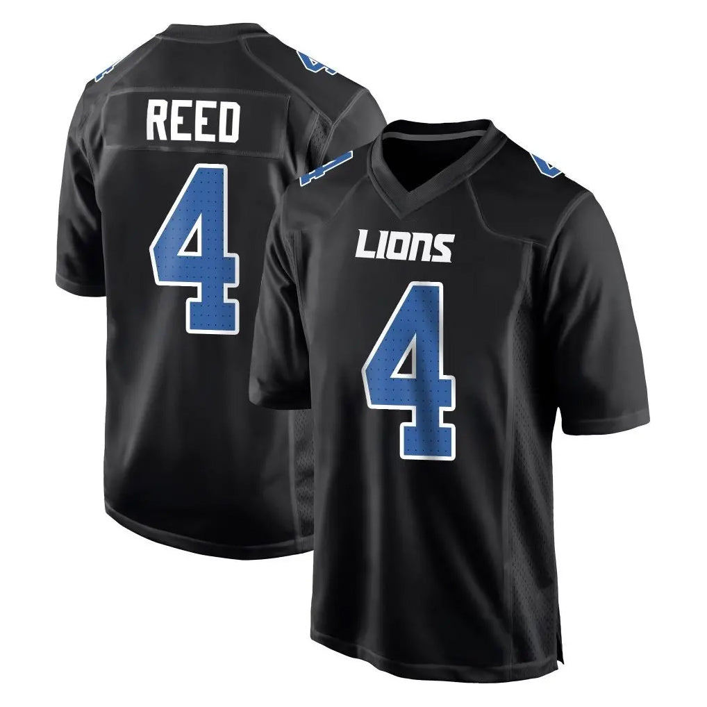 Kooe D.Lions #4 D.J. Reed Player Black Fashion Home Game Stitched Jerseys